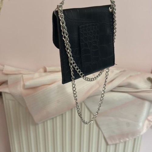 Black bag with silver chains new