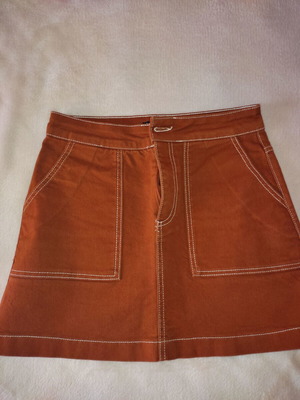 Zara mini denim skirt like new, brick color