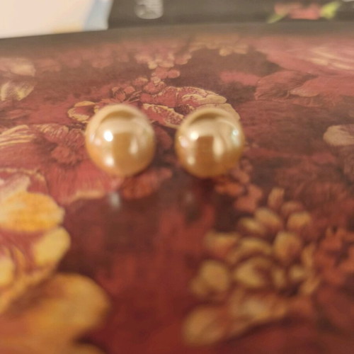 Button earrings in bright honey glossy color like new