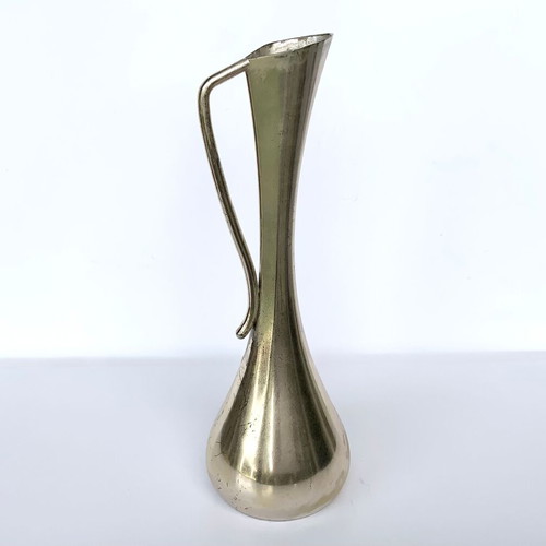 Silver-plated small vase with handle used, minimal design