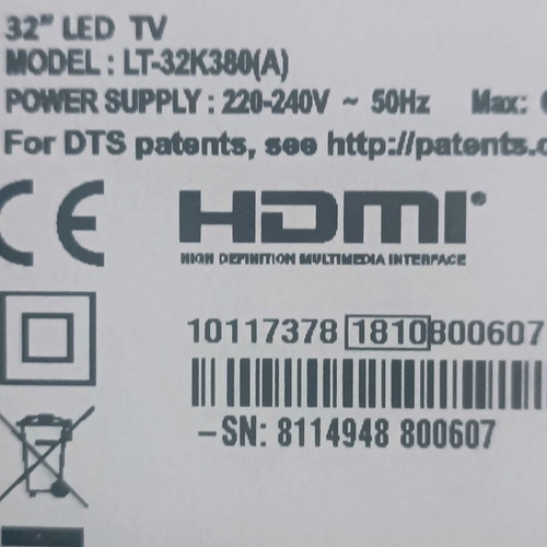 JVC TV model LT-32K380 used without boards