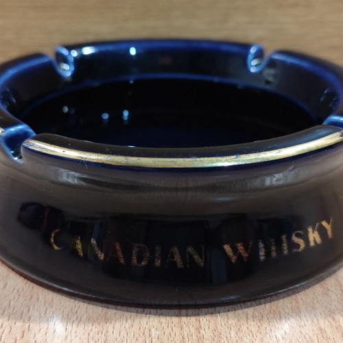 Seagram's V.O. Canadian Whisky ceramic ashtray used, vintage advertising