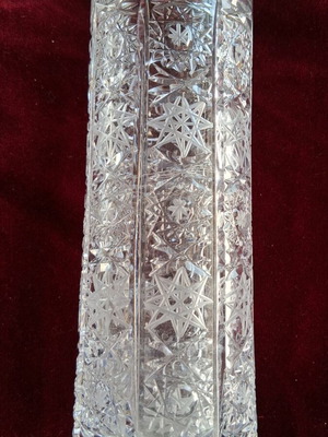 Bohemian crystal vase like new, carved
