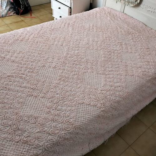 Cotton quilt blanket used, super king size, pink 2.40×2.70