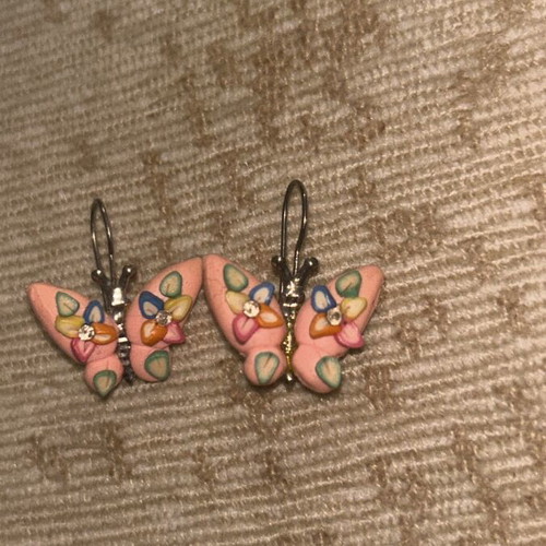 Earrings like new pink and silver