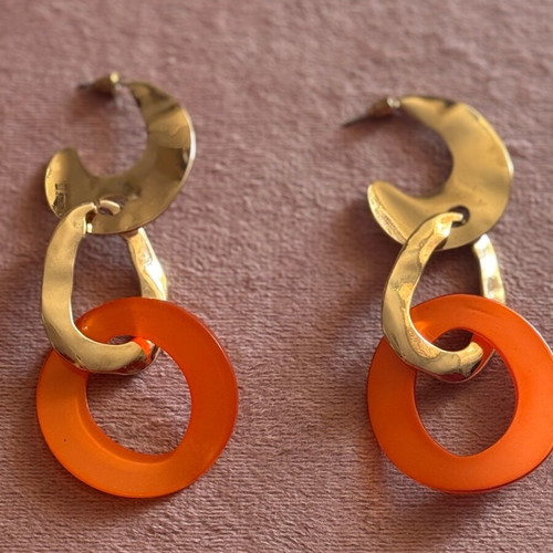 Earrings like new, gold and orange