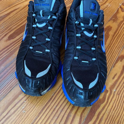 Nike Shox TL athletic shoes like new, size 47, black and blue