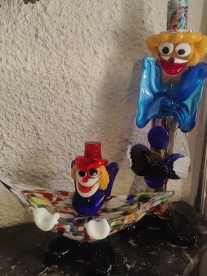 Murano glass clown decorations used, handmade
