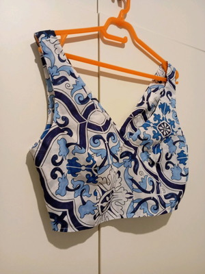 Crop top Hemithea large σαν καινούργιο, άσπρο και μπλε