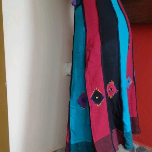 Boho skirt new, cotton with mirrors, multicolor
