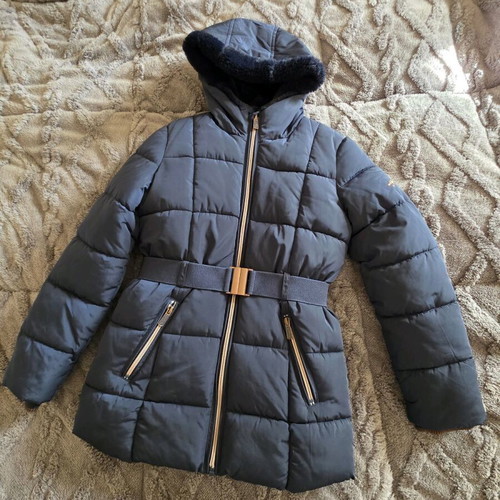 Girl coat navy blue size 146 like new