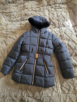 Girl coat navy blue size 146 like new