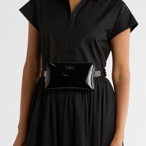 Kate Spade New York waist bag, black patent leather