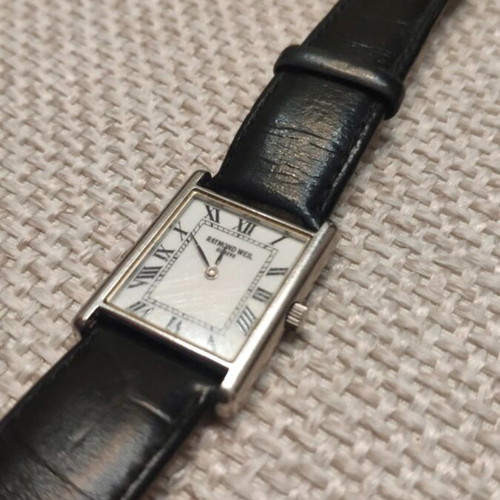 Raymond Weil Genève 5767 men's dress watch, black leather strap