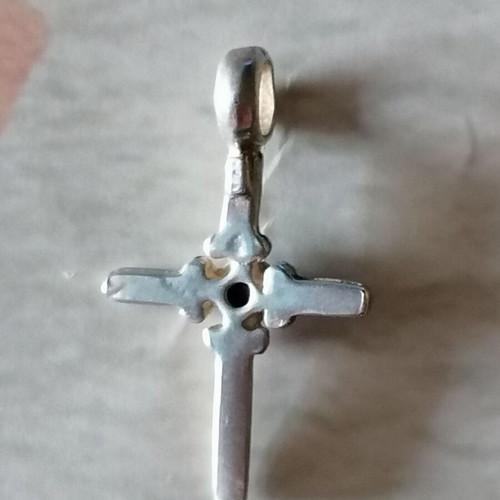 Silver 925 Cross with Blue Zircon New
