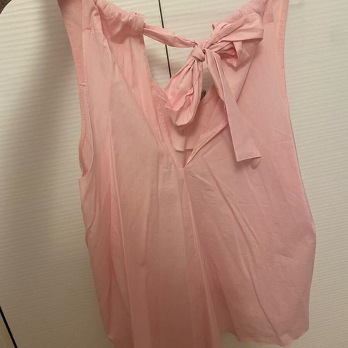 Pink sleeveless blouse with bow at neck Moutaki like new, M/L