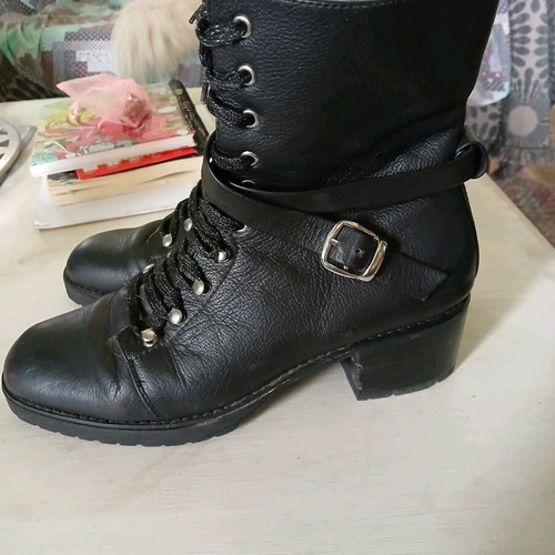 Miista black ankle lace up boots used, size 40, leather