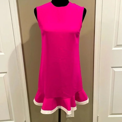 Victoria Beckham for Target sleeveless twill ruffle hem dress like new, hot pink