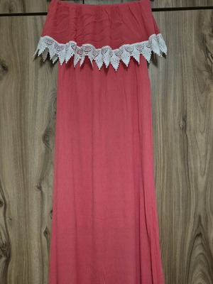 Attrattivo strapless long coral dress