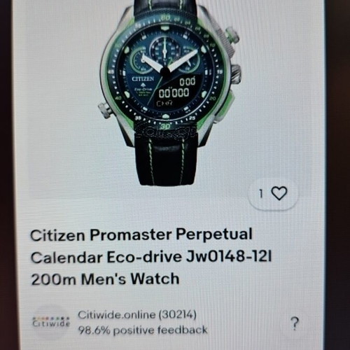 Citizen Promaster Perpetual Calendar Eco-drive JW0148-12L 200m men's watch like new