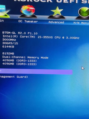 Pc i5 3550s set with 8GB RAM, Asrock B75m GL, SSD 240, Corsair CX500