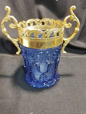 Blue cobalt glass lamp used