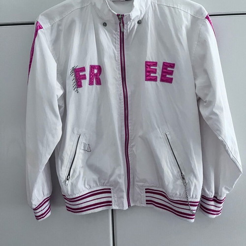 College jacket white Medium like new with zippered pockets