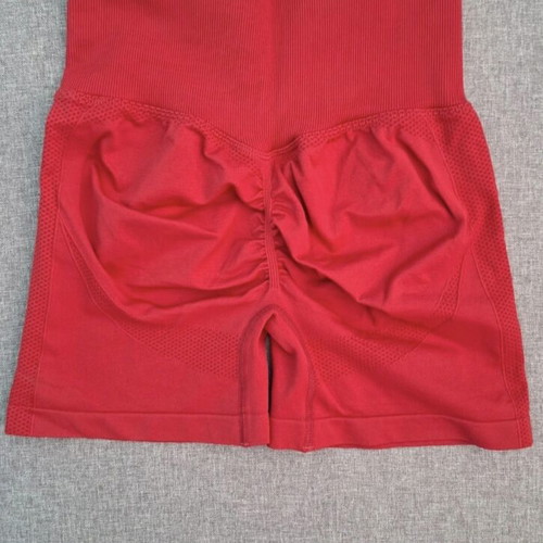 High-waisted dark red sports shorts like new, butt lift design, size S