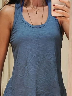 Blue shirt with back opening like new, size S