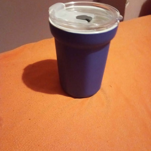 Serenity ceramic coffee cup new with metal straw