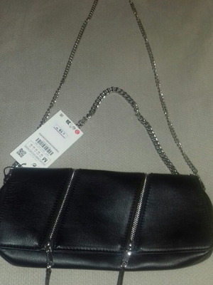 Zara crossbody bag new, black with double detachable chain