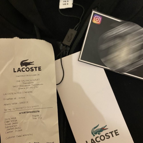 Lacoste jacket new, size Small, black