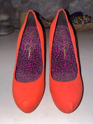 Jessica Simpson coral suede high heels 12cm size 37.5 like new