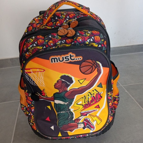 Must school backpack with wheels used, polyester