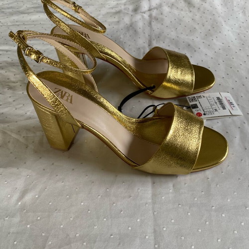 Zara gold high-heeled sandals new, size 39