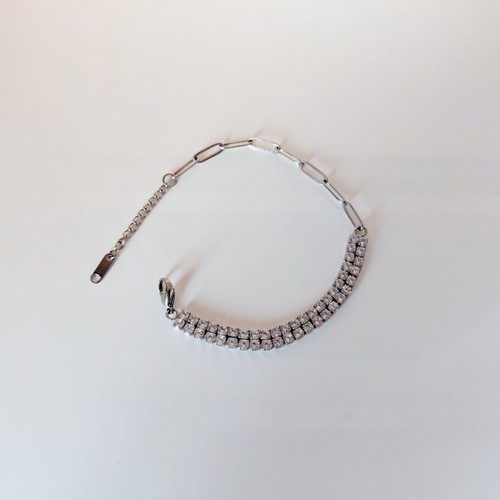 Stainless Steel Tennis Bracelet new with zirconia, adjustable 11-22 cm