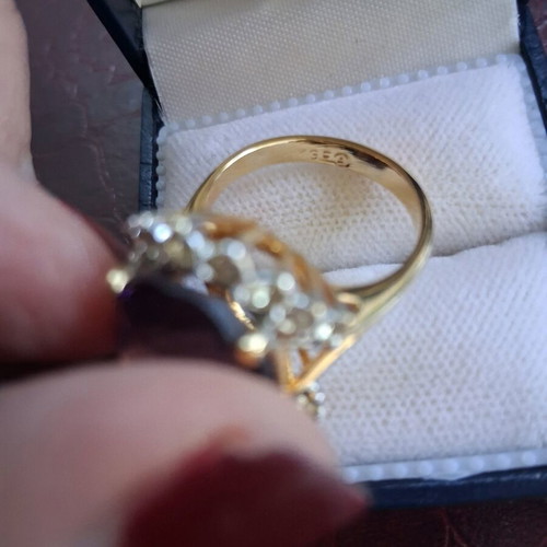 Ring with 18K gold plating, amethyst and zircon, new, size 18