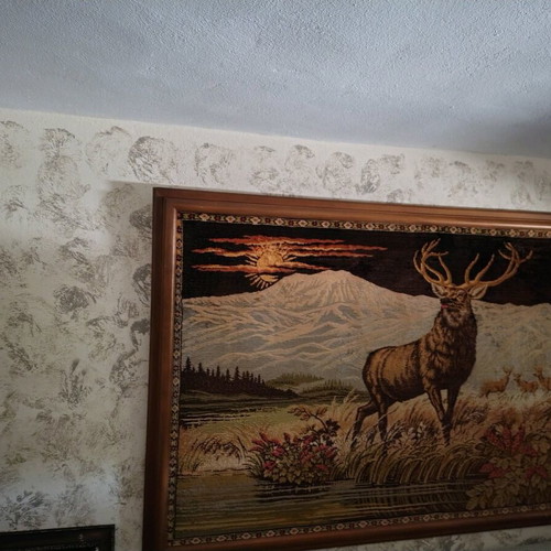Handmade wall tapestry on canvas like new, decorative antique