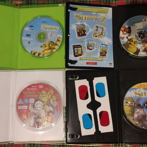 Shrek DVD movies used, set of 4, Dreamworks, dubbed