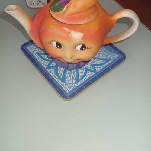 Vintage ceramic miniature teapot figure with lid
