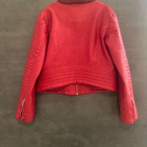 Mayoral girls' red leather jacket like new, size 8-9