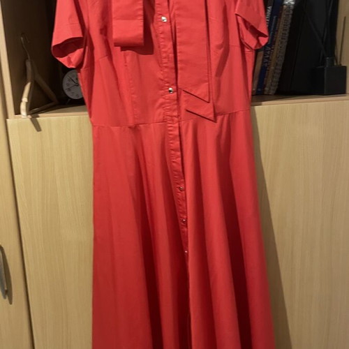 Access red summer dress with belt like new, sizes L-XL