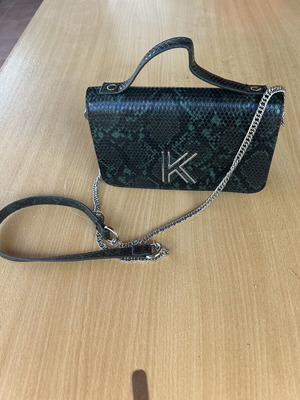 Kendall + Kylie snake print shoulder bag like new black and dark green