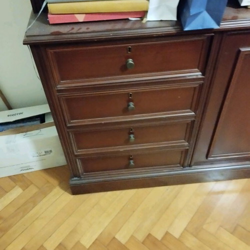 Mahogany bookcase and desk like new with drawers and cabinets