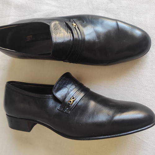 Leather men's dress shoes size 44.5 new, black, Greek craftsmanship