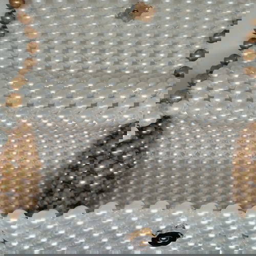 Чанта Перла - Бяло злато нова, презрамка, ръчно плетена