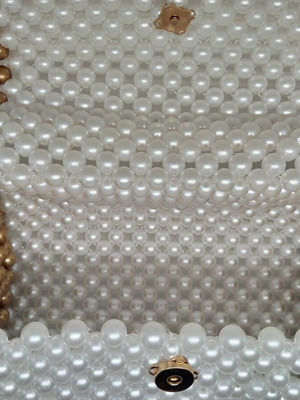 Чанта Перла - Бяло злато нова, презрамка, ръчно плетена