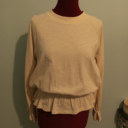 Monki Long Sleeve Top with Balloon Sleeves new, XS, off white-cream