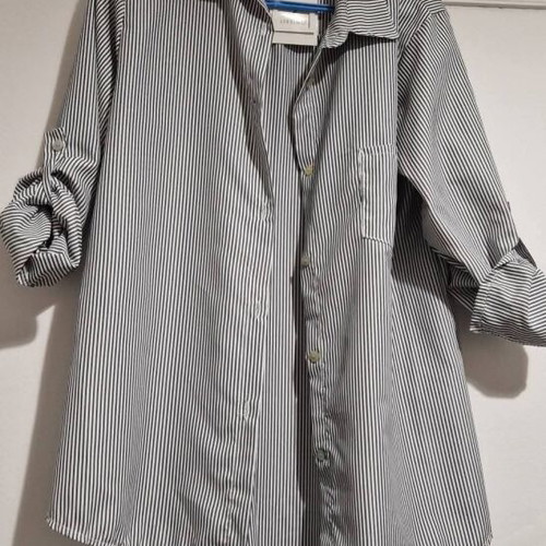 Grey striped shirt new, one size oversized