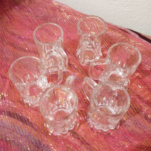 Set of 6 glass shot glasses beer mug design new